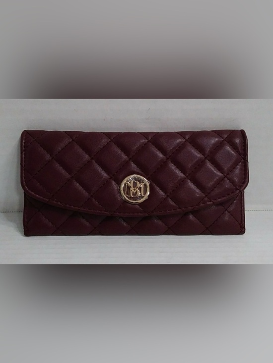 Badgley Mischka Handbags - Badgley Mischka  NWT Quilted Burgundy Wallet with Gold Emblem